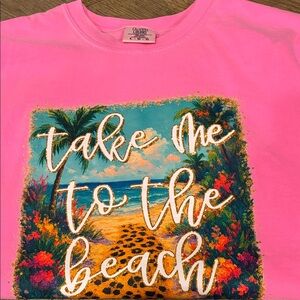 Hot Pink Beach Graphic T-Shirt size L